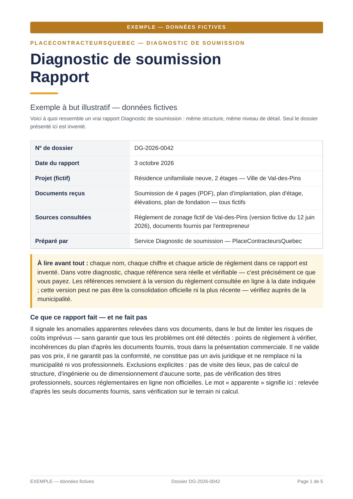 Page 1 sur 5 du rapport complet